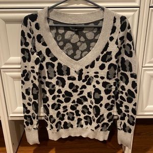 Grey/Black Express Leopard Print Sweater